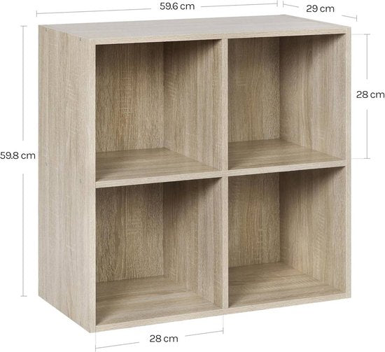 Bibliothèque Woltu - 29 x 59,8 x 59,6 cm - Modèle sur pied - 4 compartiments - Blanc