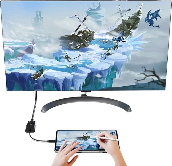 Techvavo® Adaptateur USB C vers VGA - USB C vers VGA - Full HD 1080P - Mâle vers Femelle - Noir