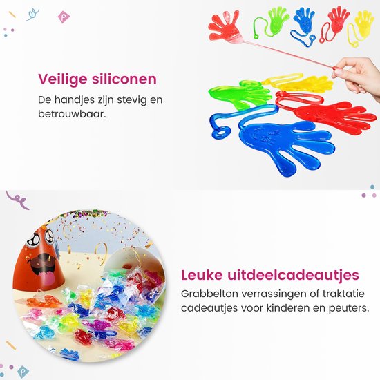 Partizzle 48x Sticky Hands - Cadeaux pour les mains collantes - Grabbelton Treat Gifts - Sensory Small Toys - For Children & Toddlers