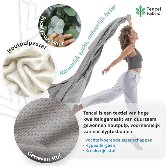 Ella® Couverture rafraîchissante 200x200 cm - 100% Bio-Tencel - Couverture auto-refroidissante - Couverture rafraîchissante - Couette d'été - Gris clair