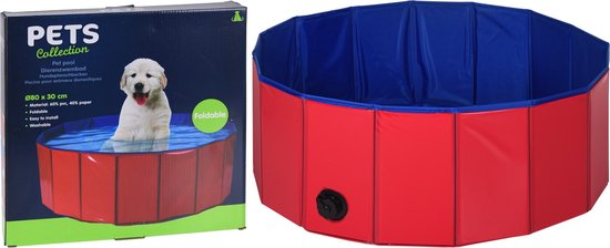 Bassin pour animaux - Ø80x30cm - Bassin pour chiens - Bassin pour animaux - Rouge/Bleu