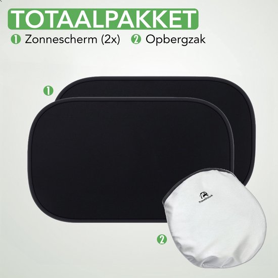 Travelhawk Sunshade Car Baby - 2 Pieces - Pare-soleil voiture - Protection UV pour bébé et enfant - Pare-soleil vitres latérales - Autocollant - Noir
