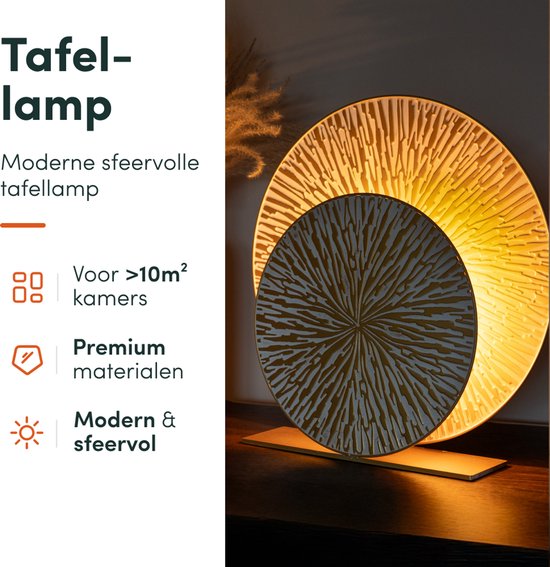 Nolt lampe à poser - lampe à poser chambre - E27 Lampe salon - Industriel - ⌀ 40cm - Or