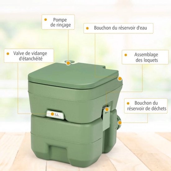 Laodikya Home Camping Toilet Travel Toilet Portable Portable Chemical Toilet 20L + 12L