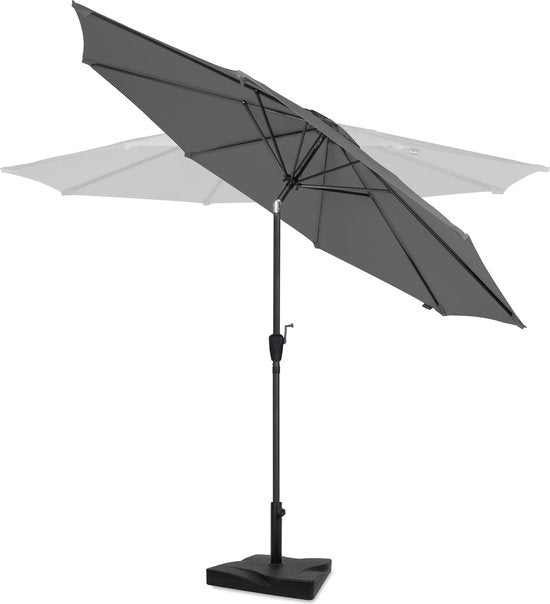 VONROC Premium Parasol à manche Recanati Ø300cm - Base de parasol et housse de protection incluses - Parasol rond - Inclinable - Toile résistante aux UV - Gris