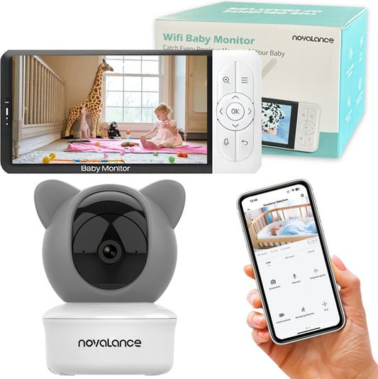 Novalance - Baby Monitor Wifi - Baby Monitor avec caméra - Baby Monitor avec écran 5 pouces - Berceuses - Détecteurs intelligents