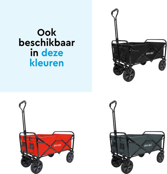 BRASQ Chariot pliable - 100 litres - Capacité 80 KG - Roues pivotantes avec frein - 90x51x100 CM - Poignée réglable - Chariot pliable - Compact - Bleu