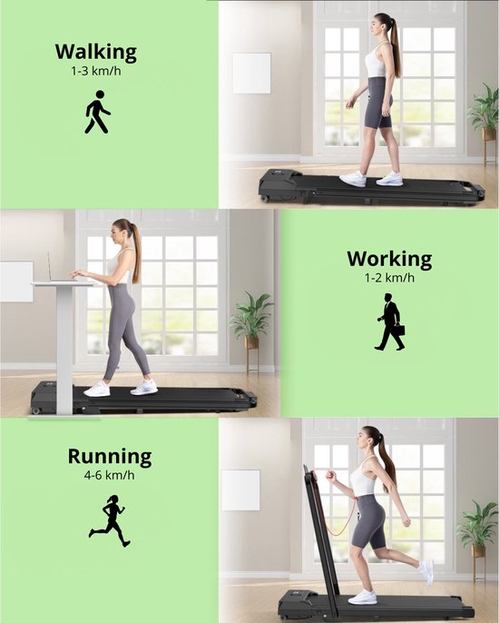 TibaGoods Tapis de course - 6km/h - Pour le bureau - Avec huile supplémentaire - Nouvelle version - jusqu'à 130kg