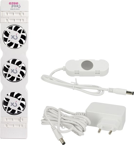 Ezeefox Radiator Fan with 3 Fans and Thermosensor - Monoset - Universal - Energy efficient - Very Quiet - Radiator Fan - White