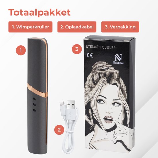 Nuvance - Recourbe-cils électrique - Recourbe-cils - Recourbe-cils chauffant - Lift-cils - 3 réglages de température - Rechargeable par USB