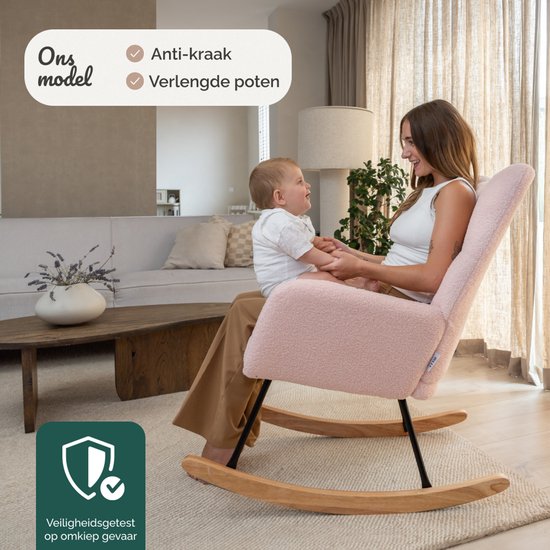 SITTT Fauteuil à bascule - Fauteuil de relaxation pour la chambre de bébé - Fauteuil - Chaise d'allaitement - Rose clair