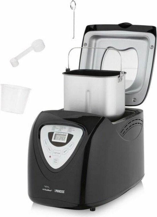 Princess Breadmaker 152009 - Minuteur - Affichage digital - 15 programmes de cuisson - Programme sans gluten - 900 Gr - 600 Watt - Noir/Argent