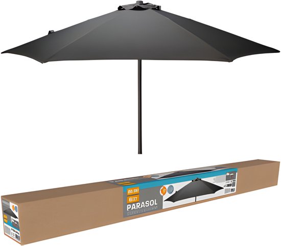 Pro Garden Parasol Menorca - D230 cm - gris foncé - store - inclinable - parasol - avec housse