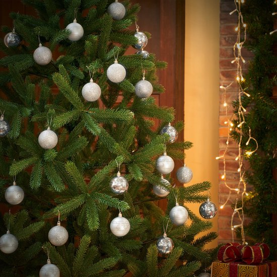 Boules de Noël 24pcs - Ø6cm Matt Shiny Shimmering - Plastic Silver