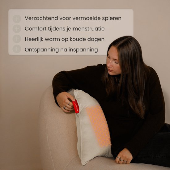 Auronic Heat Pillow - Velours - 45x60 - Sans fil - Rechargeable - Oreiller électrique - Infrarouge - Taupe