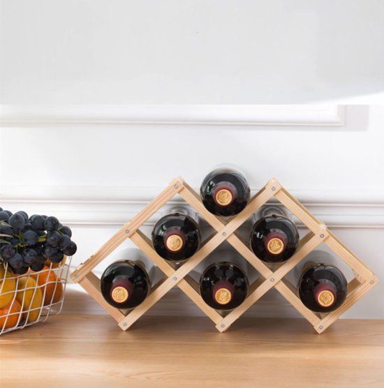 Porte-bouteilles en bois - Pour 6 bouteilles de vin - Pliable - Pin-45 x 12.5 x H24cm