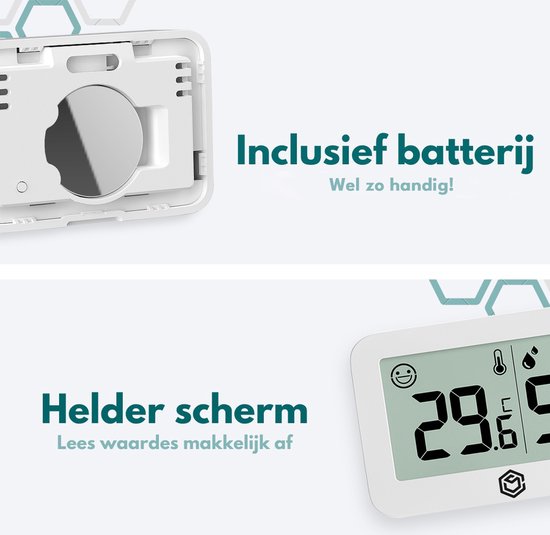 Ease Electronicz Hygromètre & Thermomètre - Station météo - Humidimètre - Thermomètre d'intérieur - Pile et bande adhésive incluses