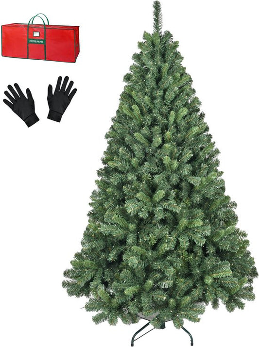 PristinePine Artificial Christmas Tree 180 cm - Arbre complet avec 980 branches, support en métal, sac de rangement et gants - Vert