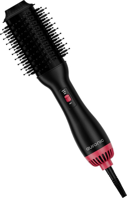 Auronic 4-in-1 Hairdryer Brush - Airstyler - Combs - Styles - Curls - Blow-dry - 37 mm Curling Brush - 360 Degree Airflow - Black/Pink