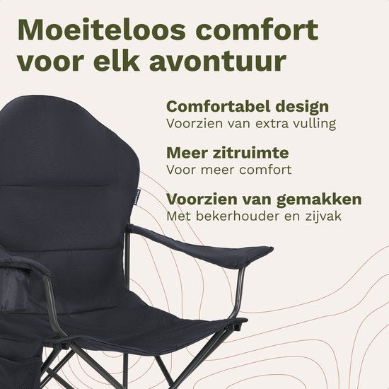 TRVLMORE Chaises de camping XXL - pliables - 2-Pack - Capacité de charge 160KG - Sac de transport inclus - Chaise pliante - Chaise de pêche - Chaise de camping - Chaise pliante - Gris