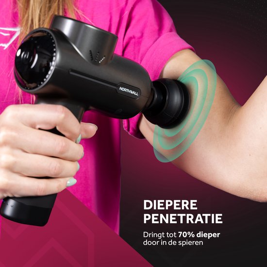 Northwall PRO - Pistolet de massage - Professionnel - Appareil de massage - Pistolet de massage avec étui et station d'accueil - 5 accessoires