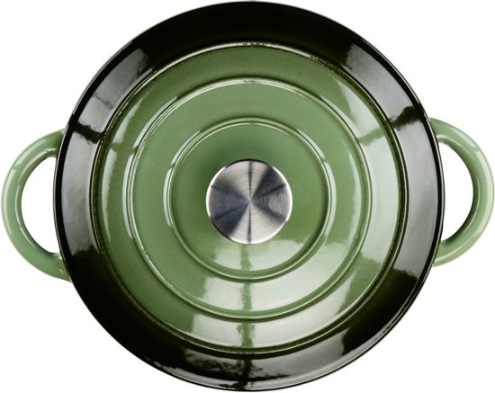 alpina Casserole en fonte avec couvercle - Plaque de cuisson ⌀ 24 cm - Toutes sources de chaleur - Vert