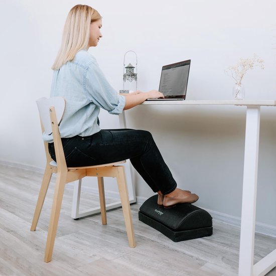 CozySense® Footrest Desk - Tabouret ergonomique - Convient à la maison ou au bureau - Coussin pour les pieds - 2 hauteurs réglables - Antidérapant - Housse avec fonction de massage - Lavable - Noir