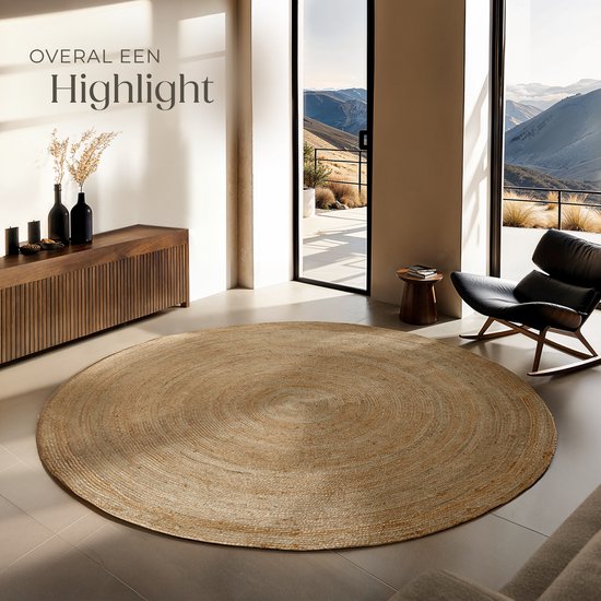 tectake® Tapis tissé à la main - Tapis durable et facile d'entretien - Rond - Jute naturel - Disponible en différentes tailles - Naturel - Ø 200 cm