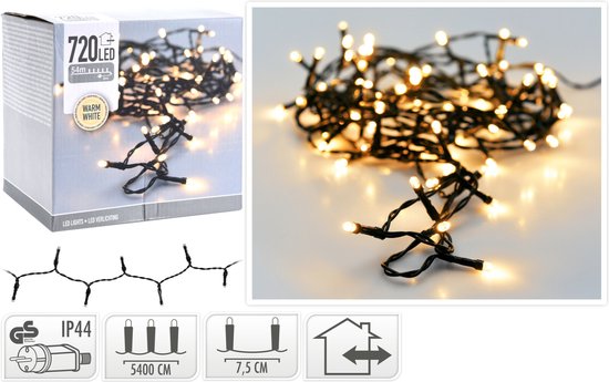 54 mètres de lumières LED / cordon LED avec 720 LED blanc/chaud pour l'intérieur et l'extérieur