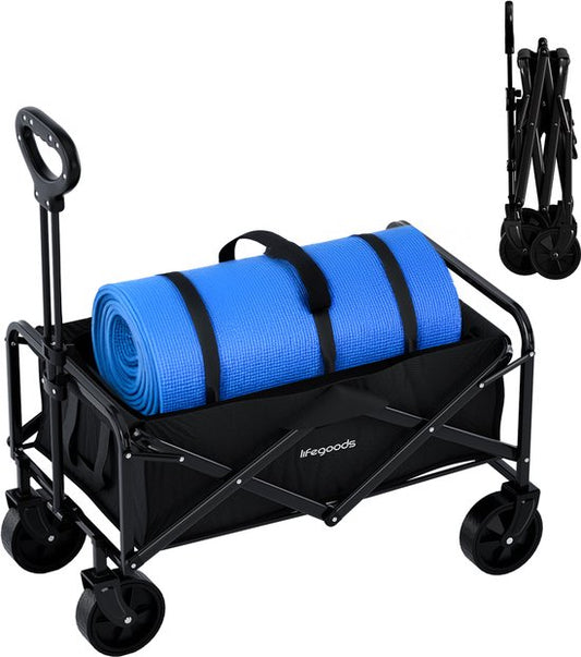 Chariot à roulettes LifeGoods - Compact - Polyester - 80 L/ 80 kg – Noir