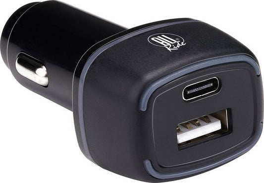 All Ride Car Charger USB - Avec connexion USB-A et USB-C - Power Delivery/ Fast Charge 18W - Connexion à l'allume-cigarette de la voiture - Plastique - Noir