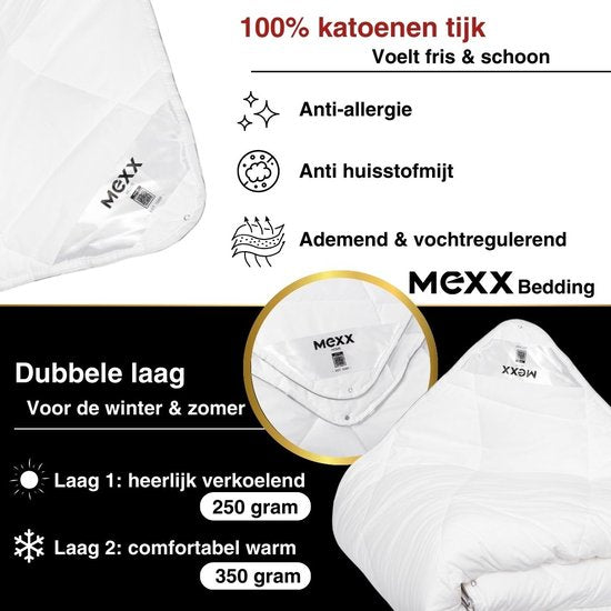 Mexx - Couette 4 saisons - 200×200 cm - couette été et hiver - duvet synthétique - anti-allergie - anti-acariens