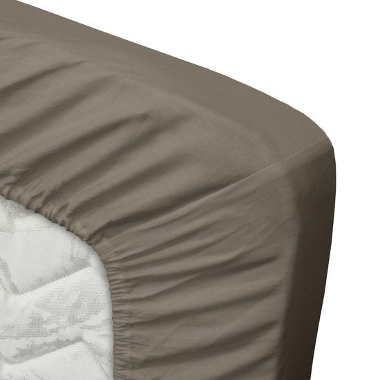 Ten Cate - Drap-housse 160x200 - Drap-housse 160x200 - Convient pour sur-matelas 160 x 200 - Satin de coton - Sur-matelas 160x200 - Hauteur d'angle 10 cm - Taupe