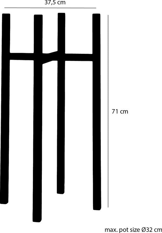 Mica Decorations Ascot Plant Stand XL - L38 x L38 x H71 cm - Métal - Noir