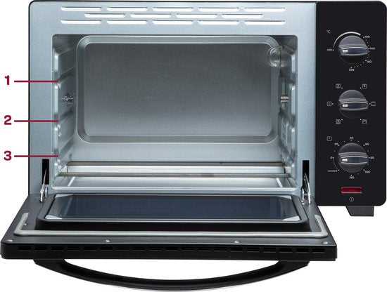 Inventum OV307B - Four à convection encastrable - Plateau tournant - 30 litres - 1600 watts - 6 programmes - Noir