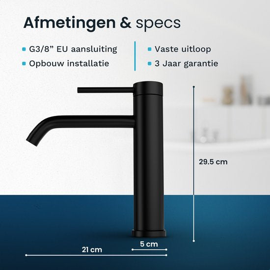 Mirlux Robinet de lavabo noir - Mélangeur de lavabo salle de bain - Robinet de lavabo - Robinet de lavabo / WC - Robinet - Robinet d'eau froide et chaude - Robinet de toilette eau froide et chaude