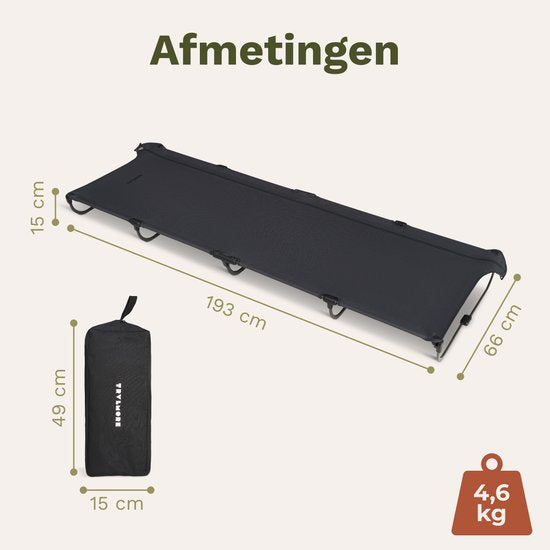 TRVLMORE Lit de Camp pliable - Capacité de charge 120KG - Lit de camping avec sac de transport - Brancard 1 personne - Structure en acier - 193x66x15 cm - Gris