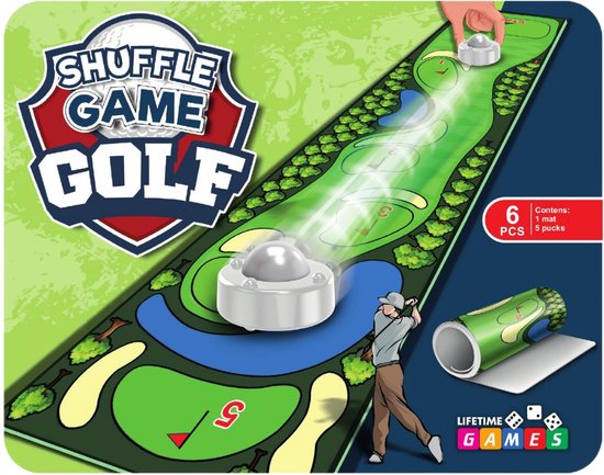 Lifetime Games Jeu de table Shuffle Bowling - Jeu de quilles complet - Thème Golf - 90 x 20 x 3 cm