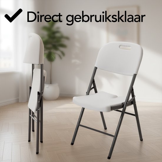 Chaises pliantes Brixy - Lot de 4 - Chaises pliantes - Robustes - Résistantes aux intempéries - Chaises pliantes - 47 x 54 x 87 CM - Blanc