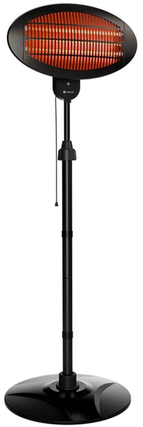 Chauffage de terrasse infrarouge - Juskys - sur pied - 3 niveaux de chaleur - 2000W - Protection IP34 - Pour balcon, jardin et jardin d'hiver - Noir