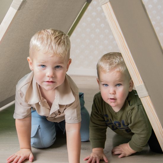 Sunny Como Tente de jeu Crème– Wigwam Tipi pour enfants - bâtons en bois FSC - 123x106x107cm