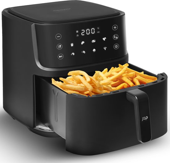 JAP Appliances Ascension - Airfryer XL - Friteuse à air chaud XXL - 2000W - Capacité 7,6L - 60ºC à 200ºC - Noir
