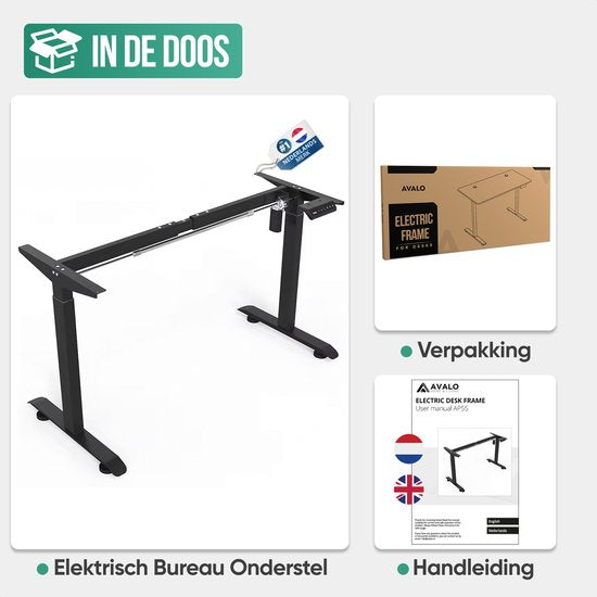Avalo Piètement de Bureau Réglable Électriquement - Bureau Assis-Debout Électrique - Cadre de Bureau Électrique - Convient pour Plateau de 60-80 x 100-160cm