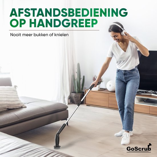GoScrub® Electric Cleaning Brush - Cleaning Hero V1 - Noir - Brosse à récurer avec manche - Polisseuse - Brosse à récurer - Pour la salle de bain et la cuisine - 8 accessoires