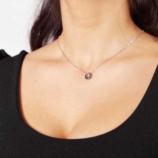 Laura Ferini Collier pour dames Cerchio - Collier en argent avec pendentif - plaqué or blanc 18K - Collier - Collier - Bijoux - Accessoires - Collier pour dames avec pendentif