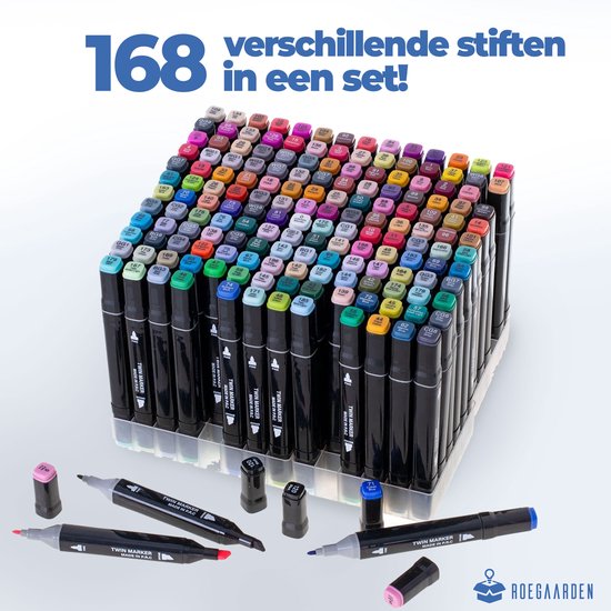 Roegaarden Twinmarkers 168 pcs - Marqueurs - Marqueurs à alcool - Stockage facile