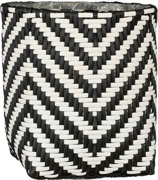 Mica Decorations Panier à plantes d'extérieur Merlin - Lot de 3 - H26 x Ø24 cm - Plastique recyclé - Noir, Blanc