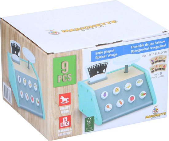 Marionette Jouets en bois Balance - Avec 9 cartes - Jouets d'apprentissage - Label FSC - Bois