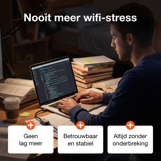 Skoov Ethernet Adapter USB C cable - USB C to Ethernet - Internet - Adaptateur réseau - 1000 Mbps - Gigabit