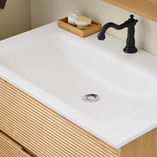 SoBuy BZR198-N Meuble de salle de bain avec évier - Bois composite 80cm
